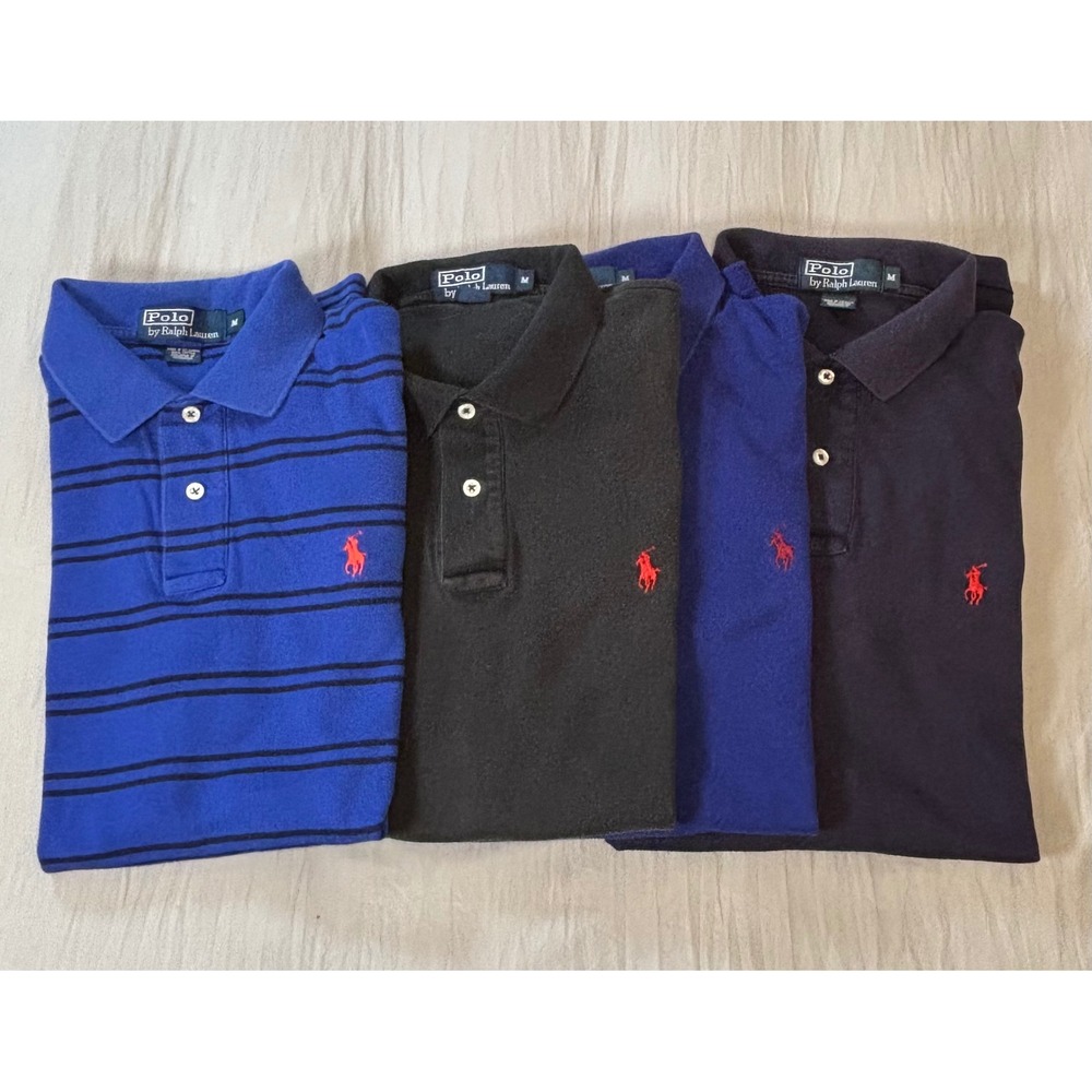 Vintage Polo Ralph Lauren Polo shirt men's medium blue black lot of 4